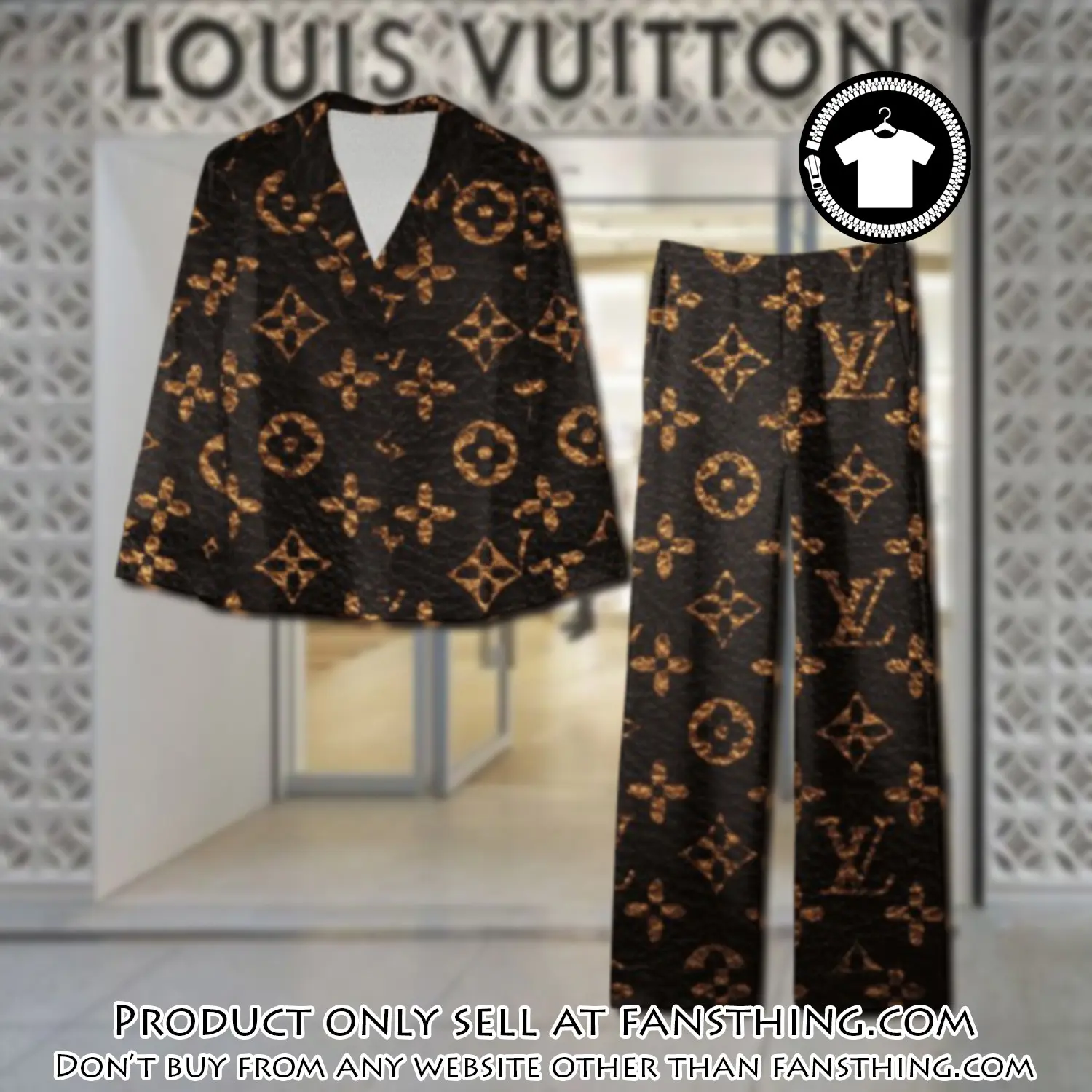 Trending luxury lv satin pajama set pjs1079 fst0715527
